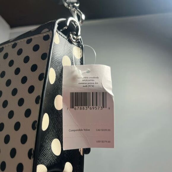 Kate Spade Polka Dot Crossbody Bag Black & White - Picture 12 of 13
